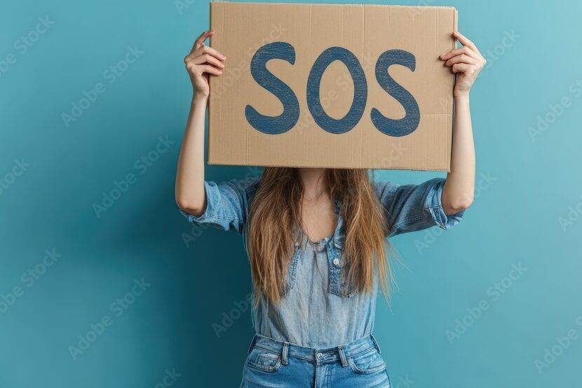 SOSを示している人